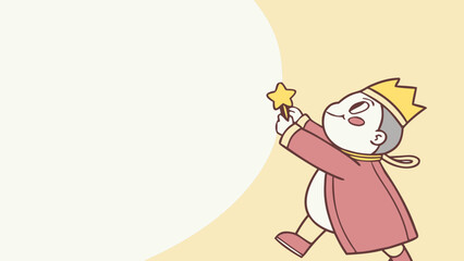Obraz premium A whimsical cartoon king in a crown and robe holding a star wand, ideal for websites or blogs about fantasy, storytelling, magic, or royal themes.