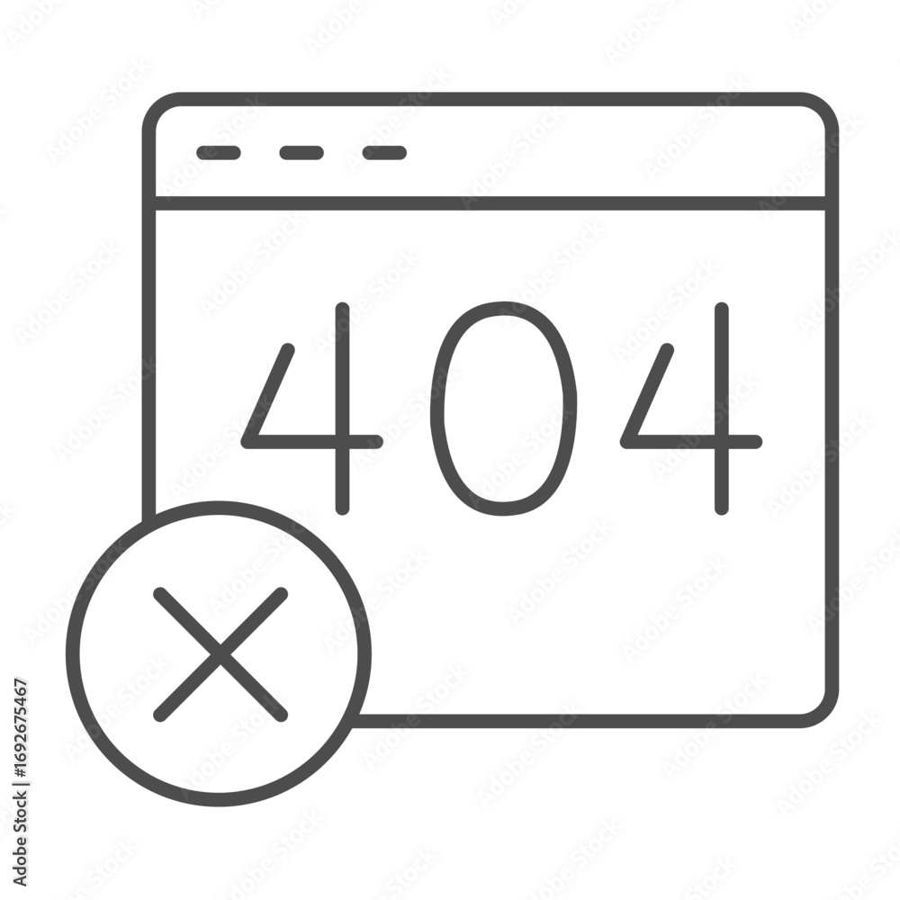 Aufkleber connection error code page window thin line icon, system message concept. vector graphics. website s