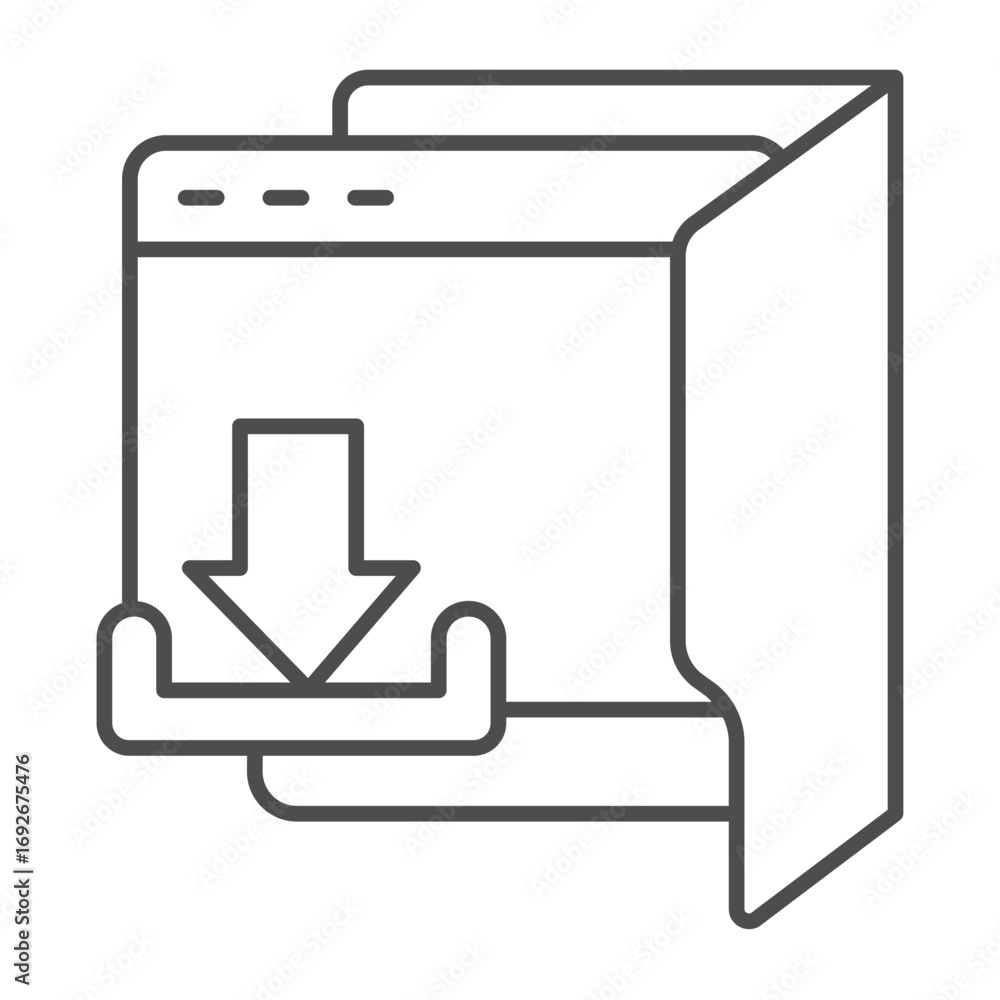 Aufkleber opened folder with downloads page window thin line icon, data hoarding concept. vector graphics. dow