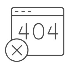 Connection error code page window thin line icon, system message concept. Vector graphics. Website server with no access sign on white background, outline style icon for mobile or web design.