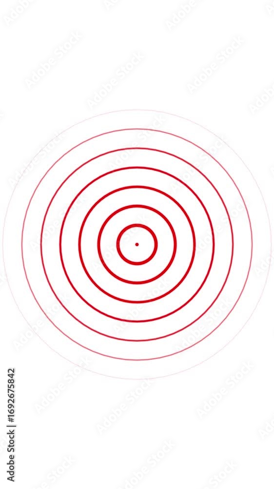 Poster concentric red circles expanding outward abstract background motion graphic concentric circles expan