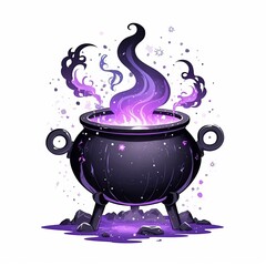 This Magic Cauldron Clip Art Set features spooky black cauldrons bubbling with glowing green potions, mysterious smoke, and magical sparkles. 