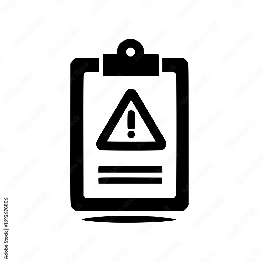 Poster vector clipboard with small caution symbol for hazard report safety checklist and issue tracking