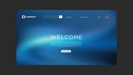 Modern website welcome page design with elegant blue gradient background and easy navigation