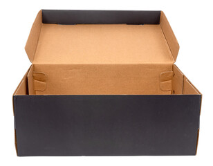 Empty open cardboard box on a white background. Package. Isolate paper boxes