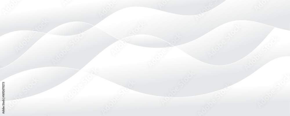 Poster abstract white luxurious paper waves background. white and light gray gradient texture wave curve li