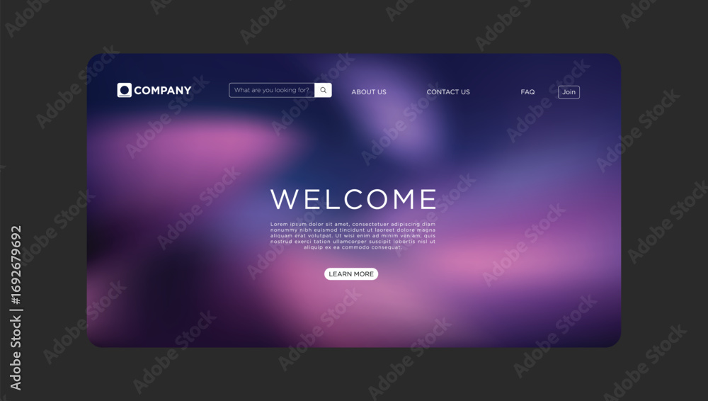 Aufkleber modern website welcome screen with elegant design and welcoming message for users
