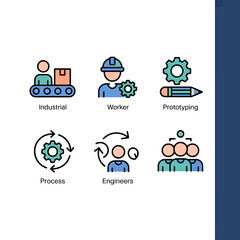 Industry Icons A Set of Minimalistic Vector Illustrations for Manufacturing, Engineering, and Business Concepts