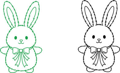 Cute bunny rabbit drawing vector illustration for kids art