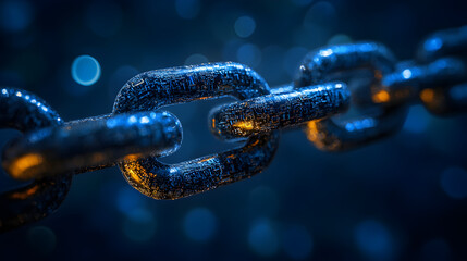 Chain link on blue background