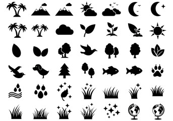 Nature's Icons Collection Vibrant Symbols for Eco Concepts, Outdoors & Growth