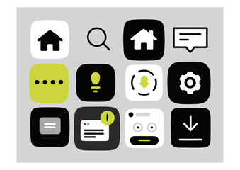 Clean Line Style Vector Icons with Transparent Background for Modern Apps