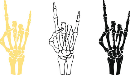Rock on skeleton hand vector illustration halloween design