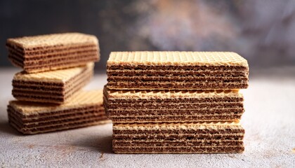 sweet dessert snack chocolate wafer bars stacked crunchy biscuit layer cocoa flavor tasty candy bakery confectionery treat gourmet sugar indulgence delicious food brown