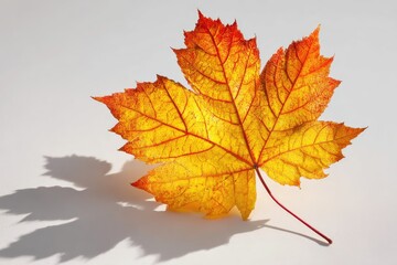 Obraz premium Autumn maple leaf on a light background