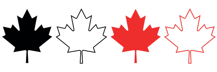 Maple Leaves Icon Set. Maple Leaves Icon Collection Isolated on Transparent Background. Maple Leaves Vector Illustration in Svg and Png