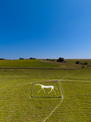 Aerial view of Pewsey White Horse, Chalk Hill Figure, Wiltshire, England, UK