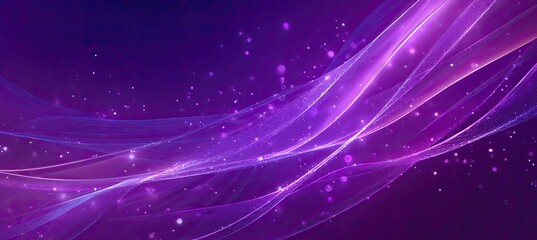 Abstract purple digital design with glowing lines and particles