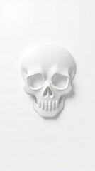 Fototapeta premium Minimal white halloween phone wallpaper with embossed skull silhouette
