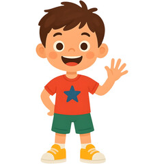 Fototapeta premium Boy Waving Playfully Energetic