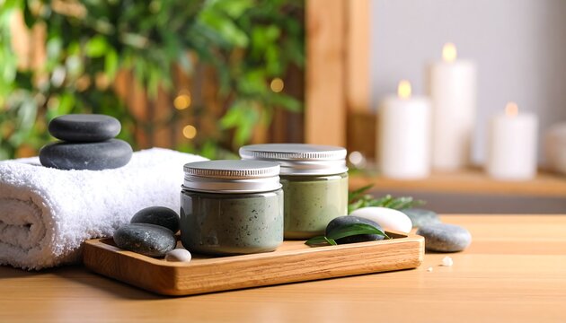 Relaxing mud pack treatment setup with natural ingredients and soothing ambiance for pampering sessions
