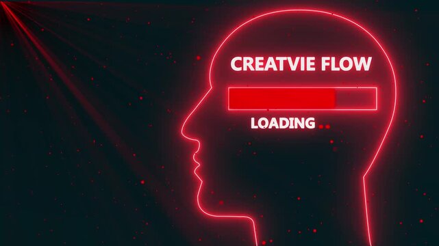 Human Head Profile With Creative flow loading in Mind. Business creativity and Innovation concept. eon Futuristic Design Thinking Animation Concept.