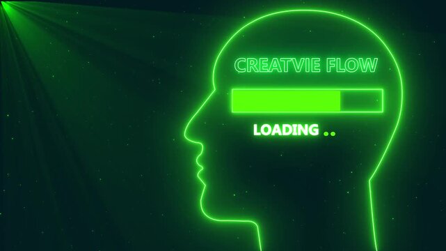 Human Head Profile With Creative flow loading in Mind. Business creativity and Innovation concept. eon Futuristic Design Thinking Animation Concept.