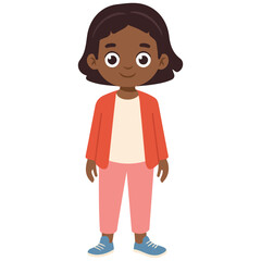 Back to school concept cheerful African American schoolgirl cute cartoon character