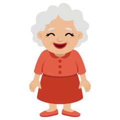 Joyful senior lady with silver hair showing OK sign cartoon old woman isolated