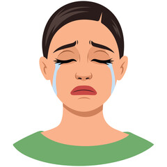 Blonde woman crying unhappy face expression female emotions attractive cartoon character