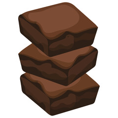 Isometric chocolate fudge brownie pieces traditional with nuts cocoa frosting vector