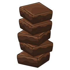 Classic chocolate dessert brownie isometric pieces with nuts frosting vector clipart