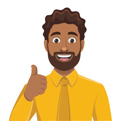 African man showing thumbs up gesture vector illustration isolated on white background