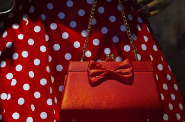 Rote Tasche vor einem Petticoatrock