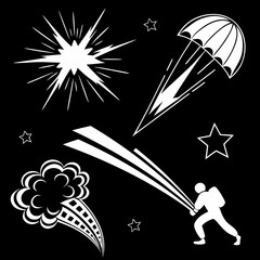 black and white background with stars