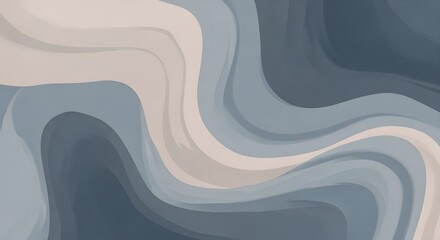 Smooth flowing wavy abstract lines in shades of blue and beige create a soft organic  texture