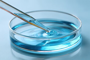 Clear liquid in petri dish