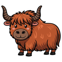 Cute yak animal on white background flat vector illustration simple child style