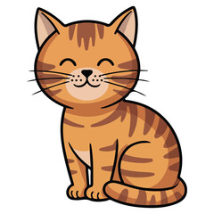 Cute cat concept adorable domestic animal sitting fluffy tabby brown pet vector