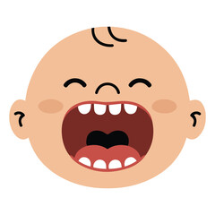 Naklejka premium Crying baby greeting card template kid face looking up cute cartoon character vector
