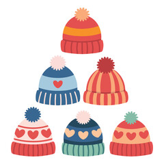 Cartoon ski skate winter sports silhouette knitted cap hat clothes merry christmas