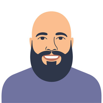 Abstract faceless bald man with beard mustache bald bearded male avatar vector