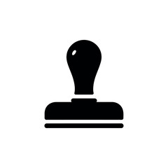 Black rubber stamp icon on white background representing approval or authorization process