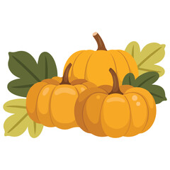 Seasonal autumn pumpkins with flowers vector illustration holiday projects festive