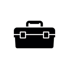 Black silhouette icon of a toolbox with a handle on a white background