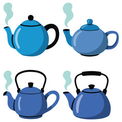 Fresh brewed tea teapot pour cup tea vector illustration ceramic teapot pattern