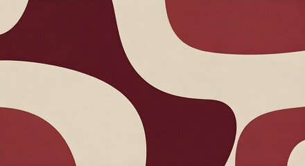 Abstract organic shapes in cream and deep red seamless pattern minimalist