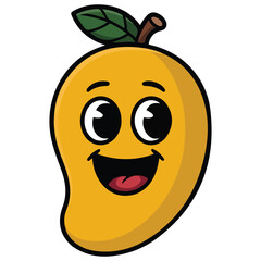 Okay mango character cartoon mascot isolated vector illustration on white background