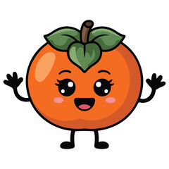 Cute persimmon cartoon vector white background character design isolated vector