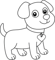 Adorable Puppy with Heart Tag Coloring Page